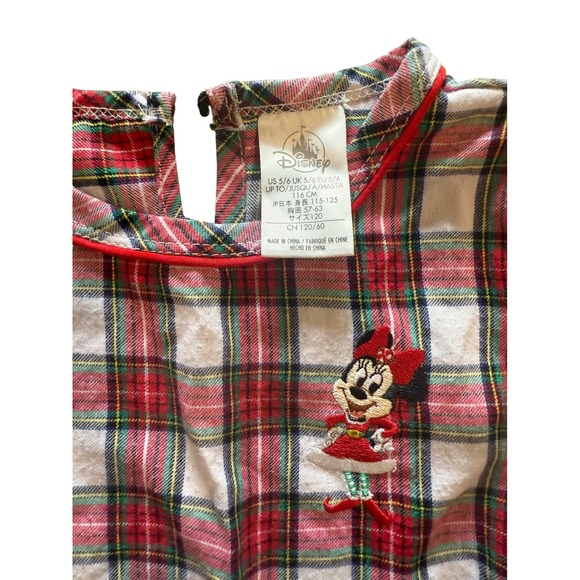 Disney‎ Minnie Mouse Girls Plaid Flannel Dress Christmas Holiday Size 5/6 - Picture 2 of 2